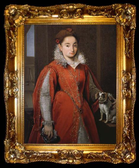 framed  Alessandro Allori With the red dog lady, ta009-2